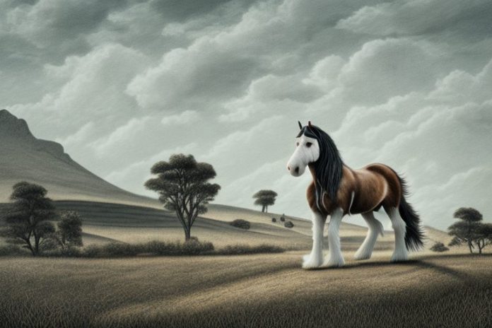 A clydesdale horse in a south african landscape