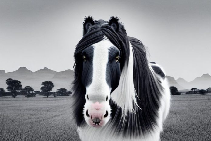 A clydesdale horse in a rural south african setting