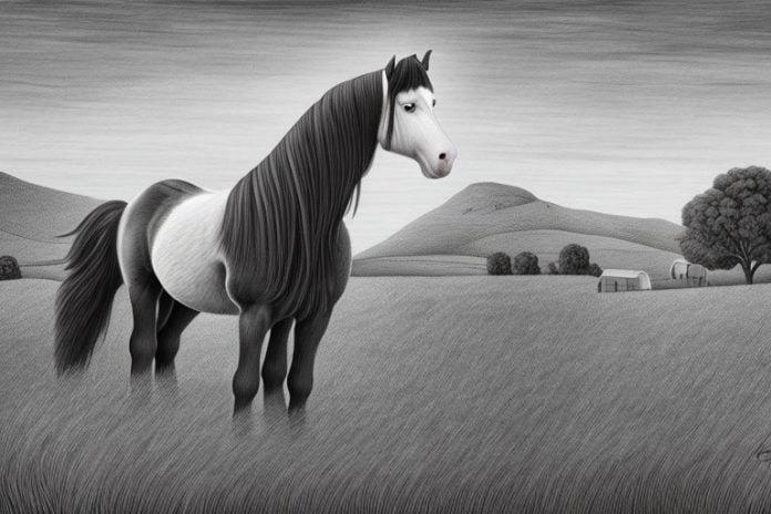 A clydesdale horse in a rural setting in brits