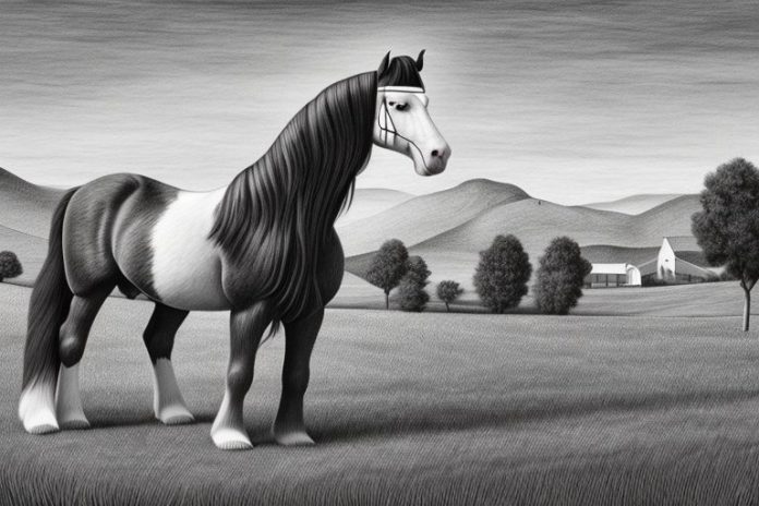 A clydesdale horse in a rural setting in cape town