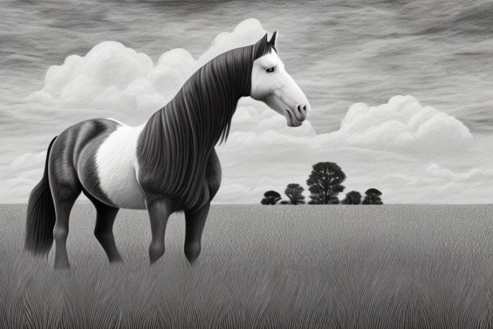A clydesdale horse in a field in worcester