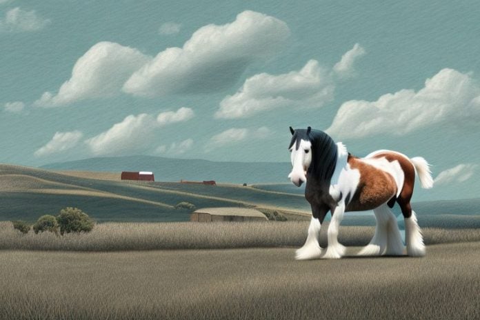 A clydesdale horse in a rural landscape in mossel bay