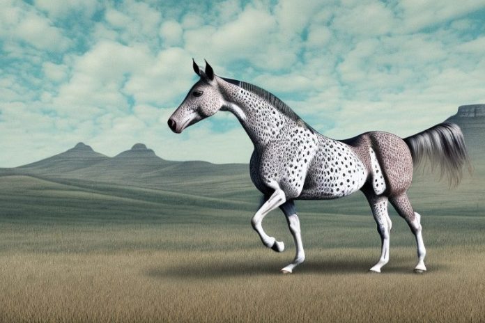 An appaloosa horse in a rural south african landscape