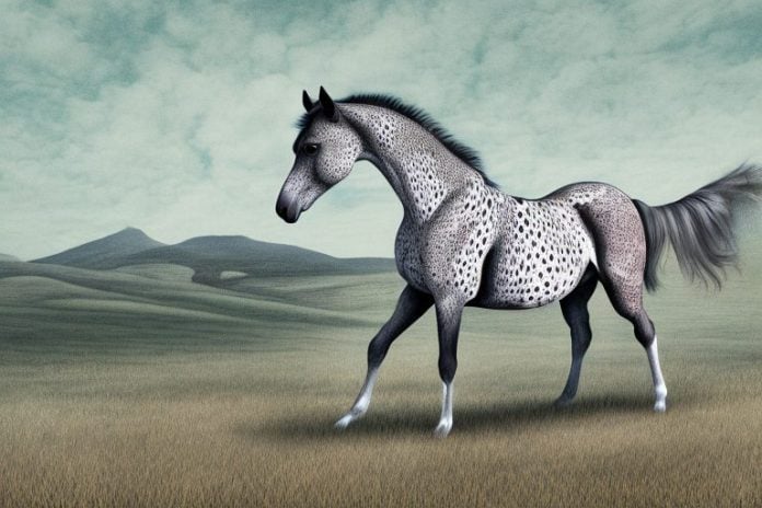 An appaloosa horse in a rural south african landscape
