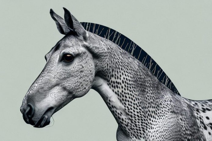 An appaloosa horse in a natural south african landscape