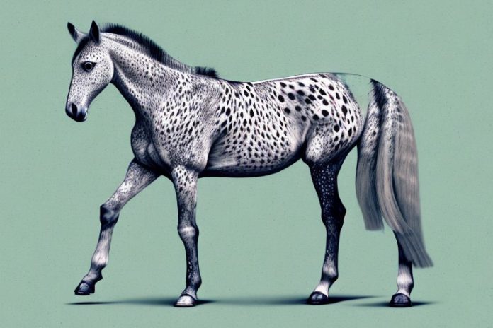 An appaloosa horse in its natural habitat in jeffreys bay