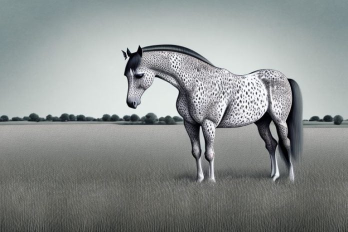 An appaloosa horse standing in a field in botshabelo
