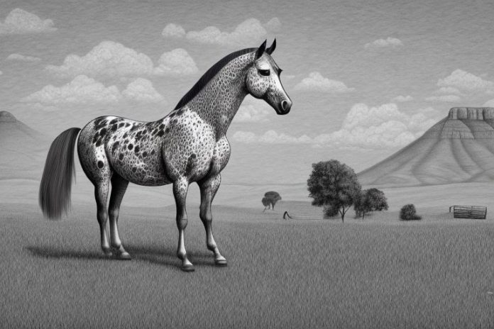 An appaloosa horse in a rural setting in south africa