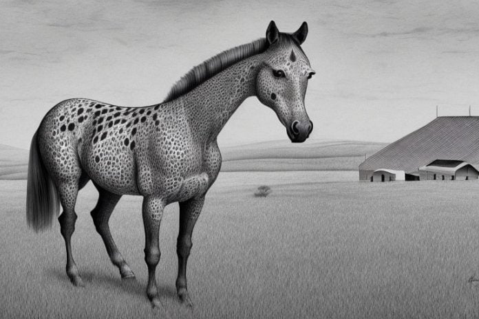 An appaloosa horse in a rural setting in south africa