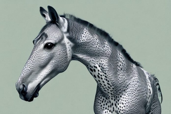An appaloosa horse in its natural environment in limpopo