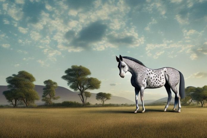 An appaloosa horse in a rural landscape in thohoyandou