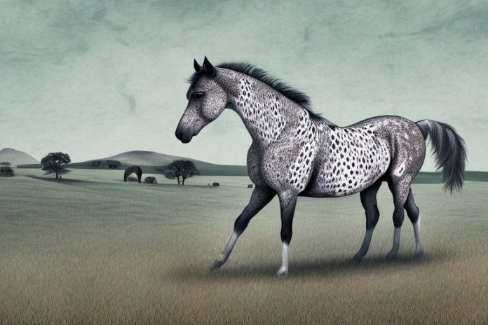 An appaloosa horse in a rural south african landscape