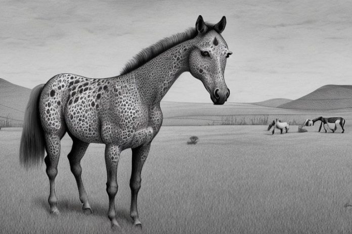 An appaloosa horse in a rural setting in south africa