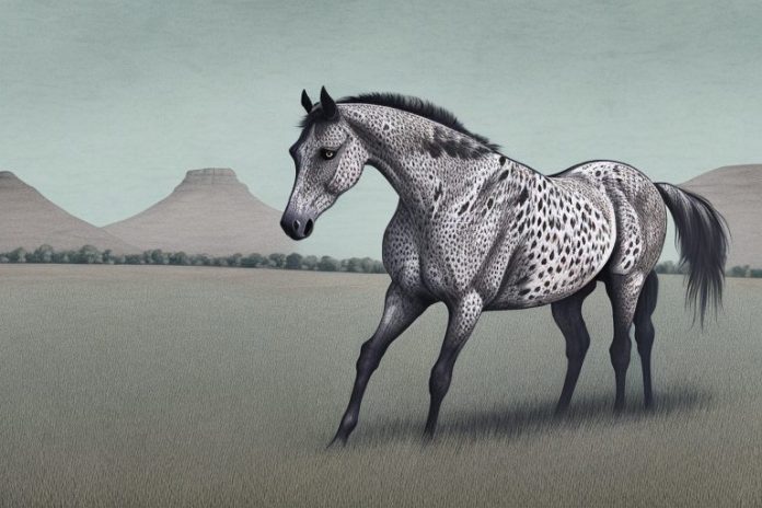 An appaloosa horse in a rural south african landscape