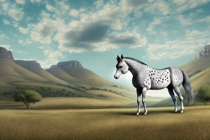 An appaloosa horse in a rural landscape in hartswater