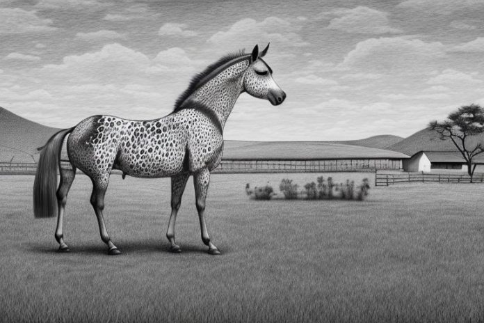 An appaloosa horse in a rural setting in rustenburg