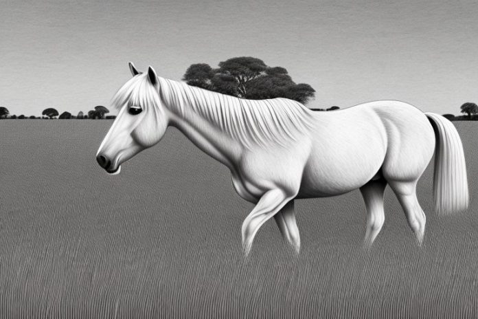 A haflinger horse in a field in george