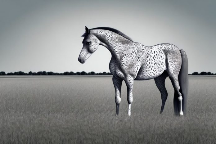 An appaloosa horse standing in a field in vryburg