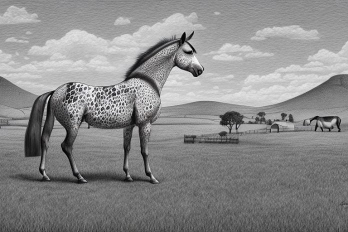 An appaloosa horse in a rural setting in mogwase
