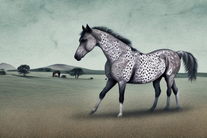 An appaloosa horse in a rural south african landscape