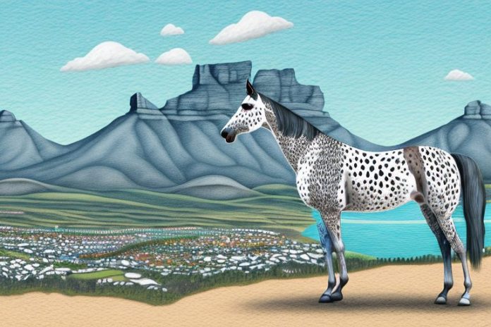 An appaloosa horse in a rural landscape in hermanus