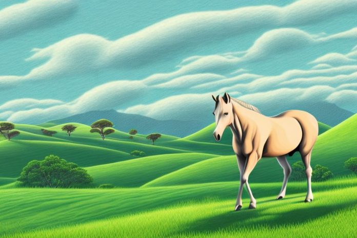 A horse in a landscape of rolling hills in kwa zulu natal