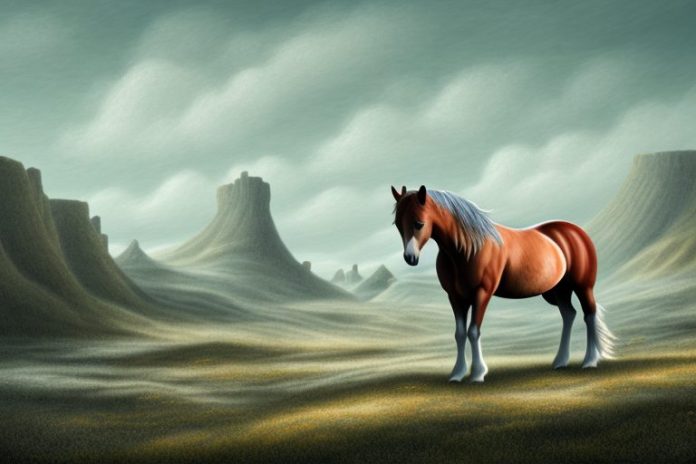 A horse in a ficksburg landscape