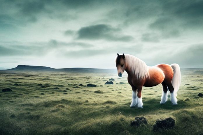 An icelandic horse in a rural landscape in east rand
