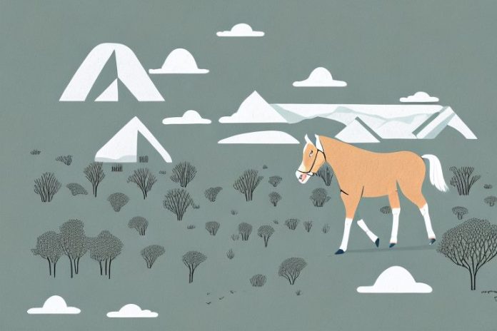 A haflinger horse in the landscape of oudtshoorn