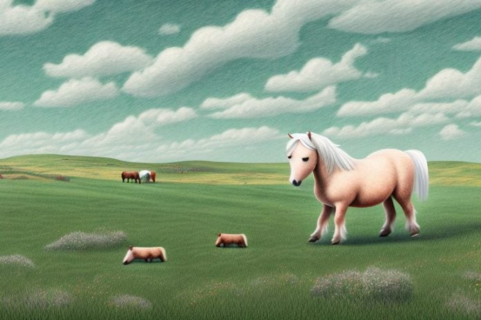 A shetland pony in a rural landscape in welkom