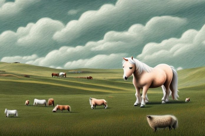 A shetland pony in a rural landscape in bethlehem