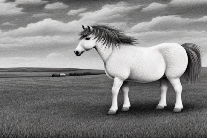 A shetland pony horse in a rural setting in ficksburg