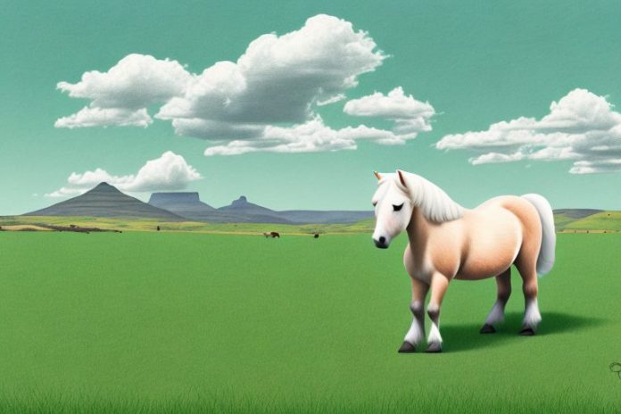 A shetland pony in a kempton park landscape