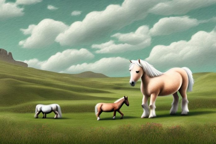 A shetland pony in a rural landscape in limpopo