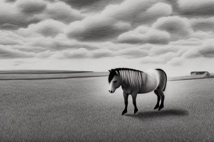 A shetland pony in a rural south african landscape