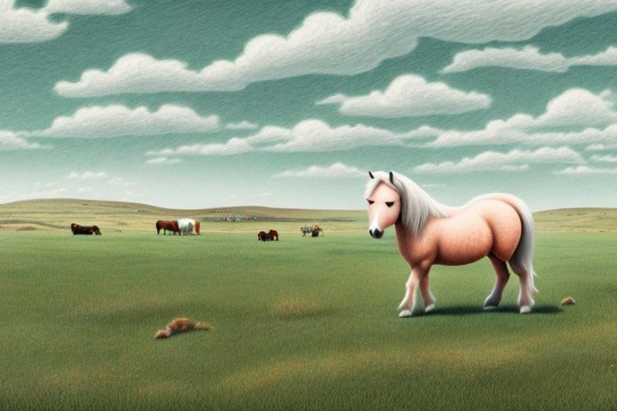 A shetland pony in a rural landscape in upington
