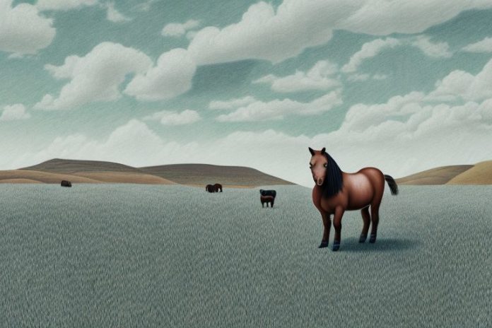 A shetland pony in a rural south african landscape