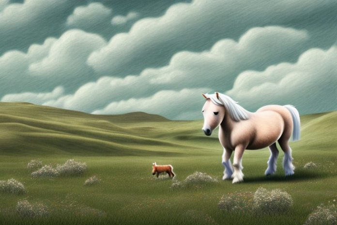 A shetland pony in a rural landscape in prieska
