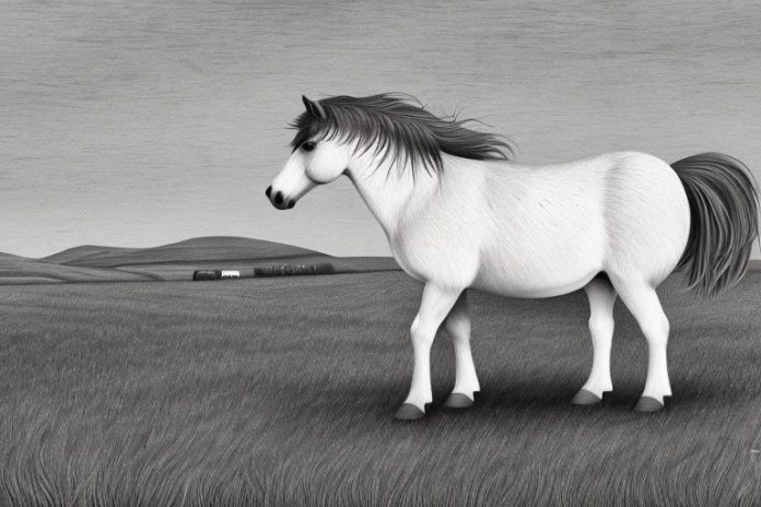A shetland pony horse in a rural setting in north west