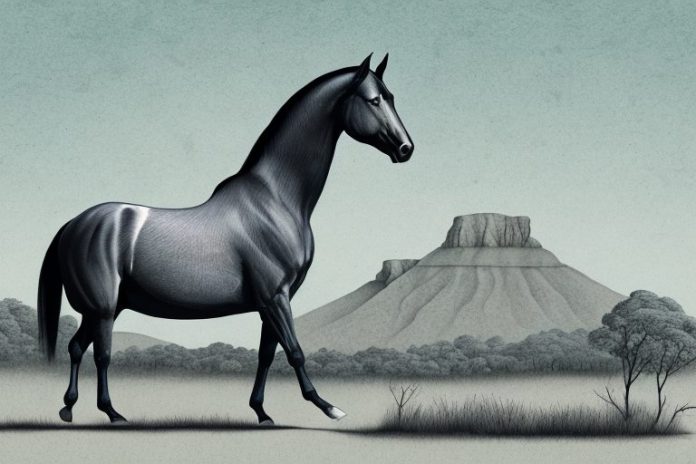 A tennessee walking horse in a south african landscape