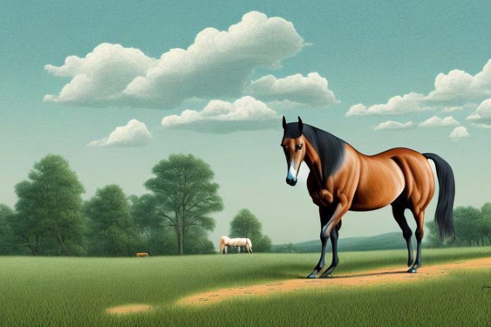 A tennessee walking horse in a rural landscape of virginia