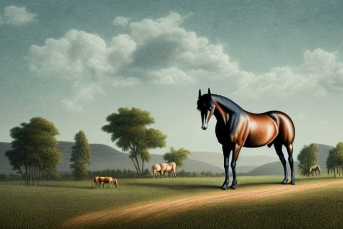 A tennessee walking horse in a rural landscape in south africa
