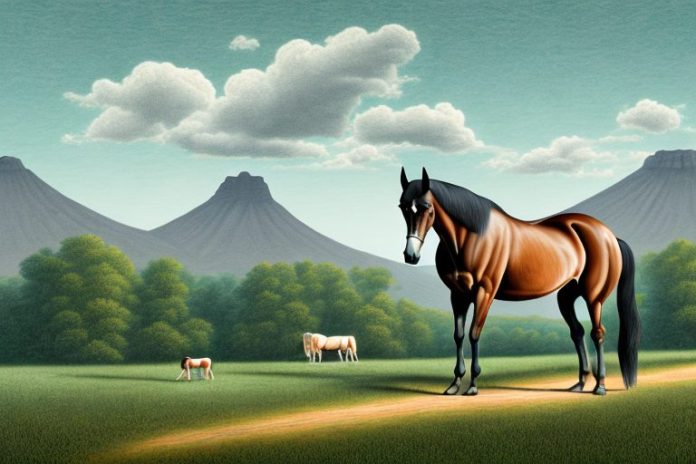 A tennessee walking horse in a rural landscape in tzaneen