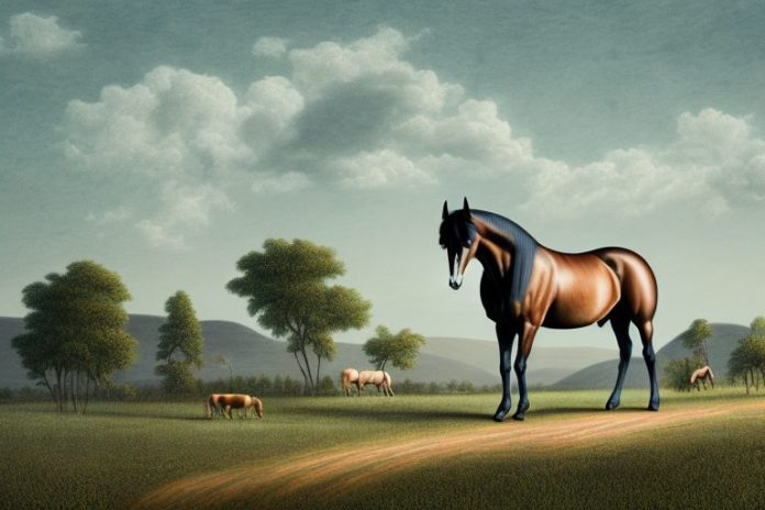 A tennessee walking horse in a rural landscape in south africa