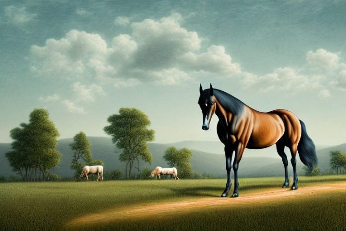 A tennessee walking horse in a rural landscape in mpumalanga