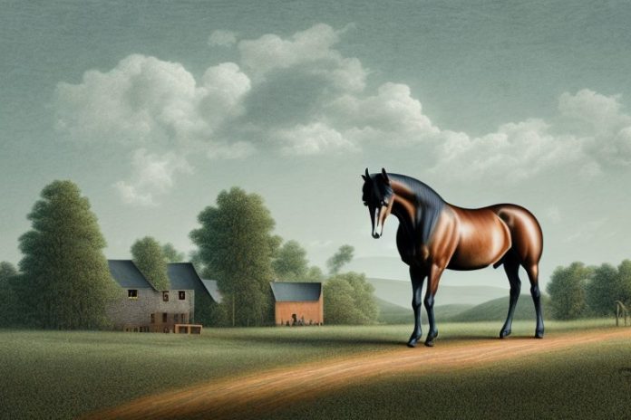 A tennessee walking horse in a rural landscape in ermelo