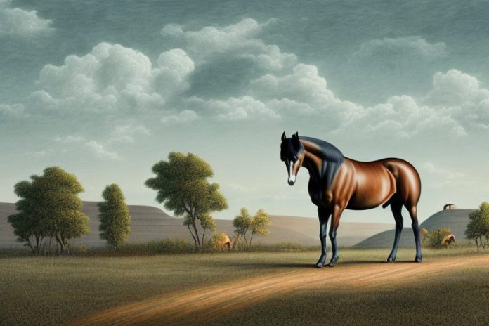 A tennessee walking horse in a rural landscape in northern cape