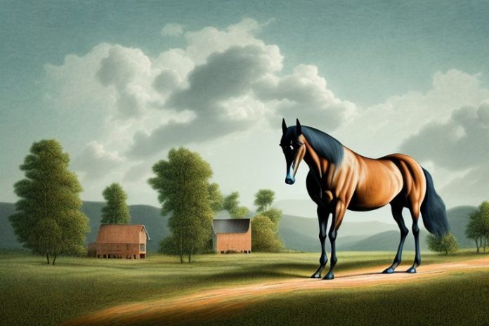 A tennessee walking horse in a rural landscape in hartbeespoort