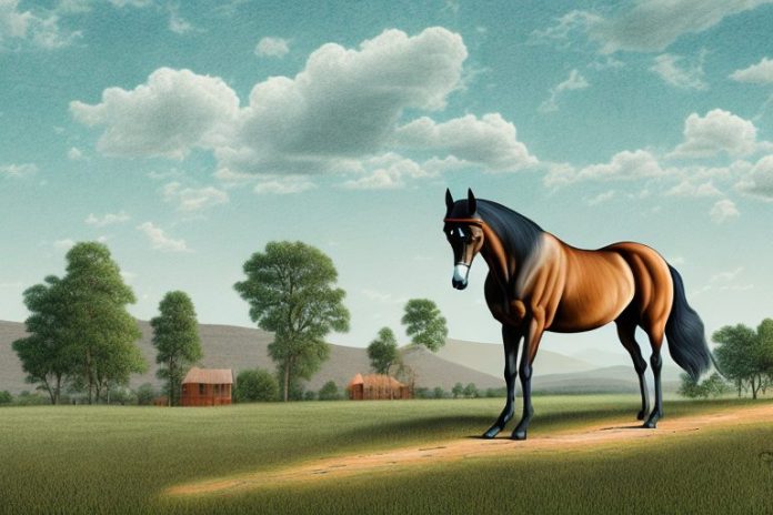 A tennessee walking horse in a rural landscape in oudtshoorn