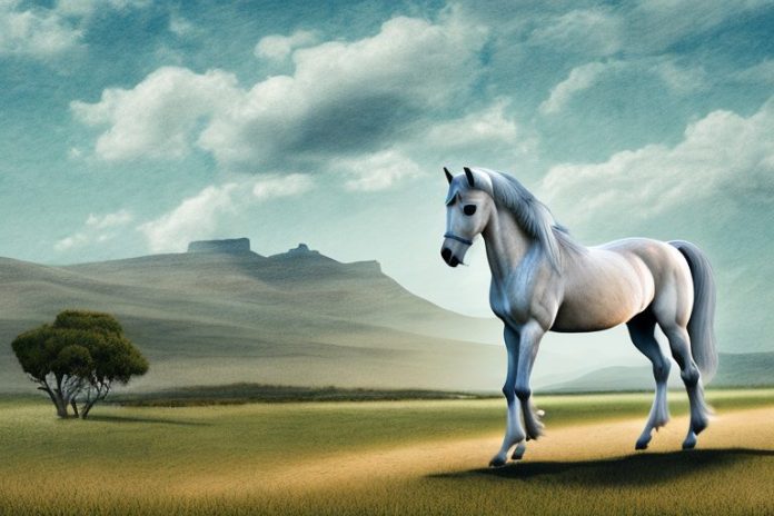 An andalusian horse in a rural landscape in port elizabeth